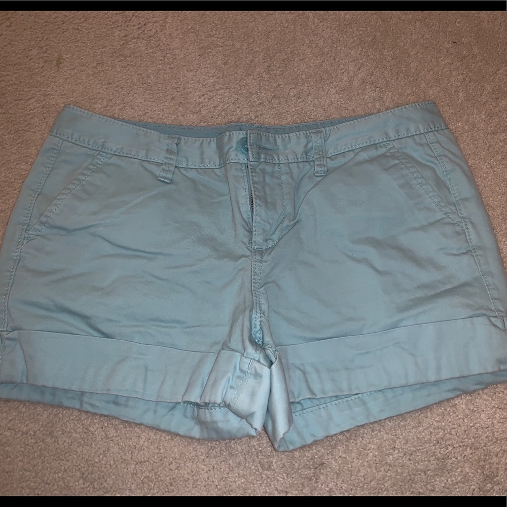 blue cuffed shorts